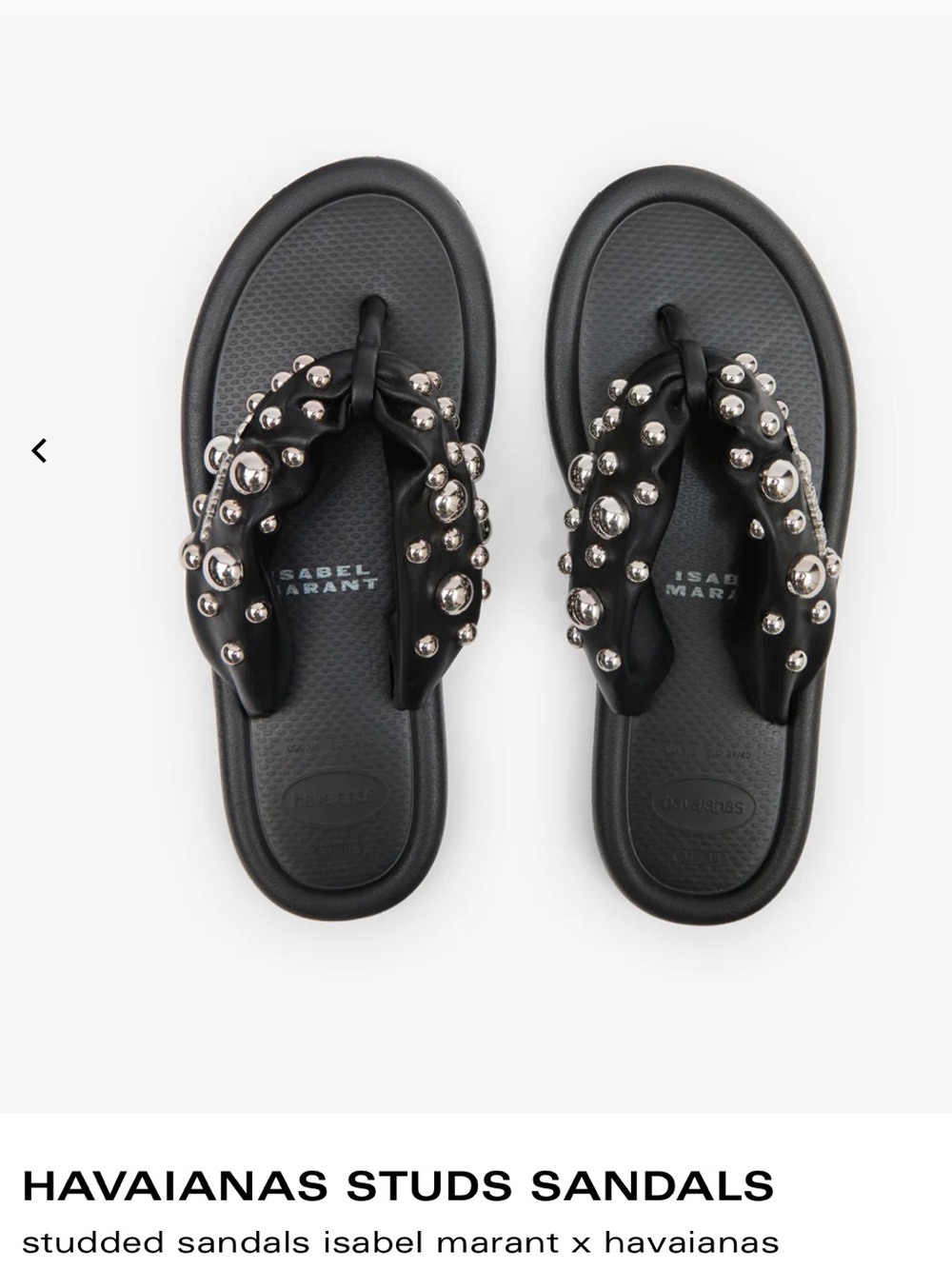Isabel Marant x Havaianas Black Studded Padded Toe-Post Sandals - Picture 2 of 4